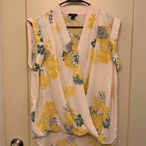 Faux wrap sleeveless blouse